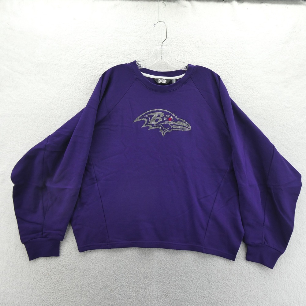 DKNY Sport Sweatshirt Womens Small Baltimore Ravens Purple Rhinestone Mid Y2k
